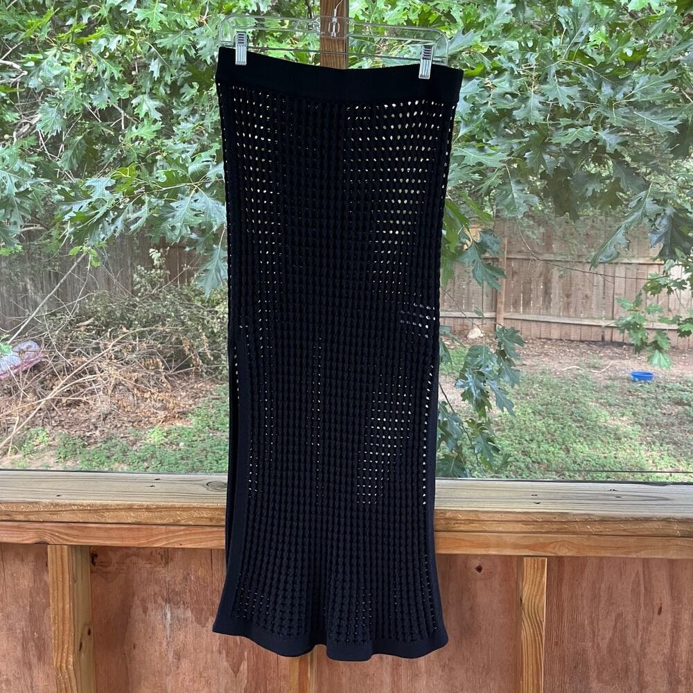 Lands' End Women's Black Open Knit Maxi Skirt Size S